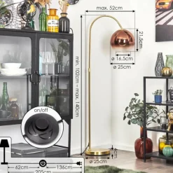 hofstein Koyoto Boule lumineuse, Lampadaire Laiton, 1 lumière