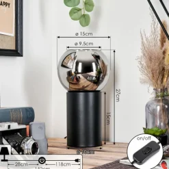 hofstein Koyoto Boule lumineuse, Lampe de bureau, Lampe à poser Chrome, Fumé, 1 lumière