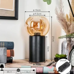 hofstein Koyoto Boule lumineuse, Lampe de bureau, Lampe à poser Ambre, 1 lumière