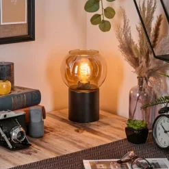 hofstein Koyoto Boule lumineuse, Lampe de bureau, Lampe à poser Ambre, 1 lumière