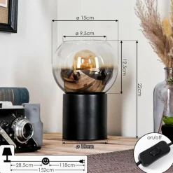 hofstein Koyoto Boule lumineuse, Lampe de bureau, Lampe à poser Chrome, Clair, Fumé, 1 lumière