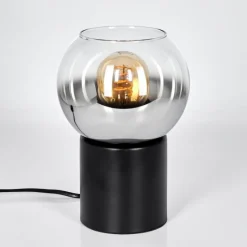 hofstein Koyoto Boule lumineuse, Lampe de bureau, Lampe à poser Chrome, Clair, Fumé, 1 lumière