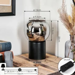 hofstein Koyoto Boule lumineuse, Lampe de bureau, Lampe à poser Chrome, Fumé, 1 lumière