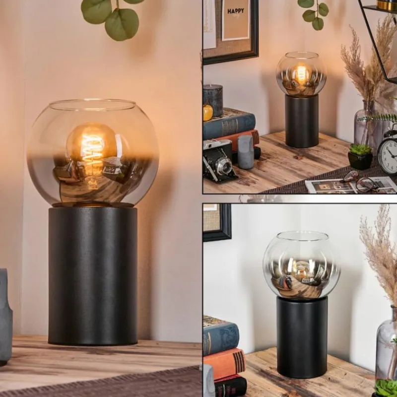 hofstein Koyoto Boule lumineuse, Lampe de bureau, Lampe à poser Chrome, Clair, Fumé, 1 lumière