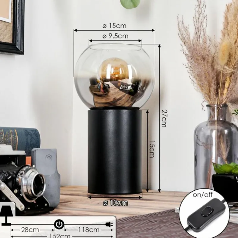 hofstein Koyoto Boule lumineuse, Lampe de bureau, Lampe à poser Chrome, Clair, Fumé, 1 lumière