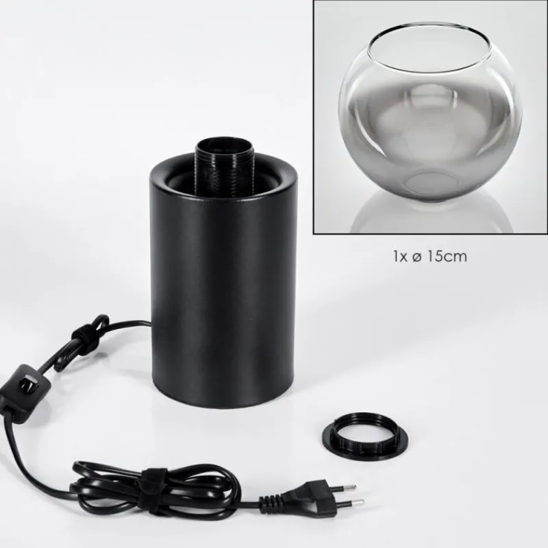 hofstein Koyoto Boule lumineuse, Lampe de bureau, Lampe à poser Chrome, Clair, Fumé, 1 lumière