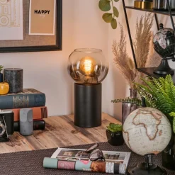 hofstein Koyoto Boule lumineuse, Lampe de bureau, Lampe à poser Chrome, Clair, Fumé, 1 lumière