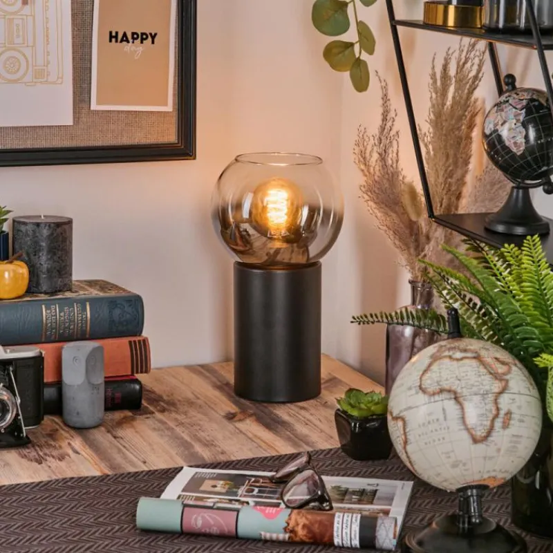 hofstein Koyoto Boule lumineuse, Lampe de bureau, Lampe à poser Chrome, Clair, Fumé, 1 lumière