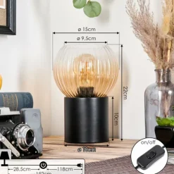 Lampes Vintages & Rétros-hofstein Koyoto Boule lumineuse, Lampe de bureau, Lampe à poser Ambre, Clair, 1 lumière