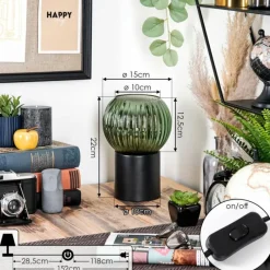 Lampes Vintages & Rétros-hofstein Koyoto Boule lumineuse, Lampe de bureau, Lampe à poser Vert, 1 lumière