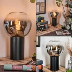 hofstein Koyoto Boule lumineuse, Lampe de bureau, Lampe à poser Chrome, Clair, Fumé, 1 lumière