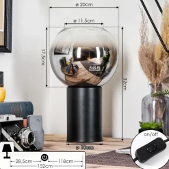 hofstein Koyoto Boule lumineuse, Lampe de bureau, Lampe à poser Chrome, Clair, Fumé, 1 lumière