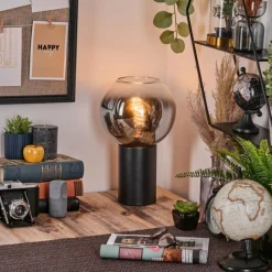 hofstein Koyoto Boule lumineuse, Lampe de bureau, Lampe à poser Chrome, Clair, Fumé, 1 lumière