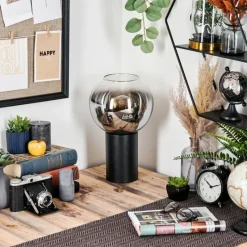 hofstein Koyoto Boule lumineuse, Lampe de bureau, Lampe à poser Chrome, Clair, Fumé, 1 lumière