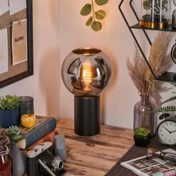 hofstein Koyoto Boule lumineuse, Lampe de bureau, Lampe à poser Chrome, Fumé, 1 lumière