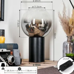 hofstein Koyoto Boule lumineuse, Lampe de bureau, Lampe à poser Clair, Fumé, 1 lumière