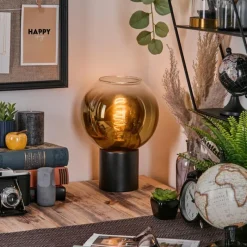 hofstein Koyoto Boule lumineuse, Lampe de bureau, Lampe à poser 20 cm Or, Clair, 1 lumière