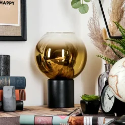 hofstein Koyoto Boule lumineuse, Lampe de bureau, Lampe à poser 20 cm Or, Clair, 1 lumière