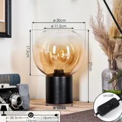 hofstein Koyoto Boule lumineuse, Lampe de bureau, Lampe à poser 20 cm Ambre, Clair, 1 lumière