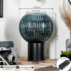 Lampes Vintages & Rétros-hofstein Koyoto Boule lumineuse, Lampe de bureau, Lampe à poser Bleu, 1 lumière