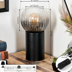 hofstein Koyoto Boule lumineuse, Lampe de bureau, Lampe à poser Clair, Fumé, 1 lumière