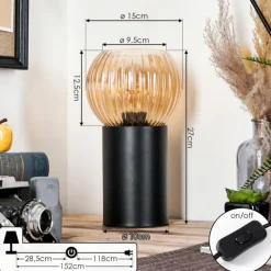 hofstein Koyoto Boule lumineuse, Lampe de bureau, Lampe à poser Ambre, 1 lumière