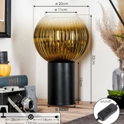 Lampes Dorées-hofstein Koyoto Boule lumineuse, Lampe de bureau, Lampe à poser Or, Clair, 1 lumière