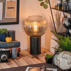 Suspension Verre Fumé-hofstein Koyoto Boule lumineuse, Lampe de bureau, Lampe à poser Clair, Fumé, 1 lumière