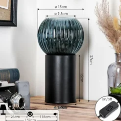 Lampes Vintages & Rétros-hofstein Koyoto Boule lumineuse, Lampe de bureau, Lampe à poser Bleu, 1 lumière