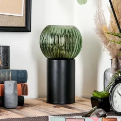 Lampes Vintages & Rétros-hofstein Koyoto Boule lumineuse, Lampe de bureau, Lampe à poser 20 cm Vert, 1 lumière