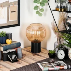 hofstein Koyoto Boule lumineuse, Lampe de bureau, Lampe à poser Ambre, 1 lumière