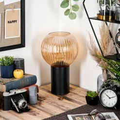 hofstein Koyoto Boule lumineuse, Lampe de bureau, Lampe à poser 11 cm Ambre, 1 lumière