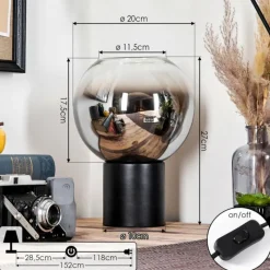 hofstein Koyoto Boule lumineuse, Lampe de bureau, Lampe à poser Chrome, Clair, Fumé, 1 lumière