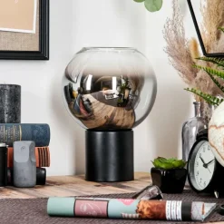 hofstein Koyoto Boule lumineuse, Lampe de bureau, Lampe à poser Chrome, Clair, Fumé, 1 lumière