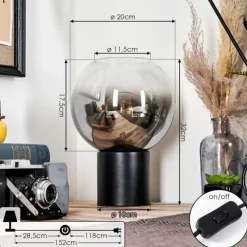 hofstein Koyoto Boule lumineuse, Lampe de bureau, Lampe à poser Clair, Fumé, 1 lumière