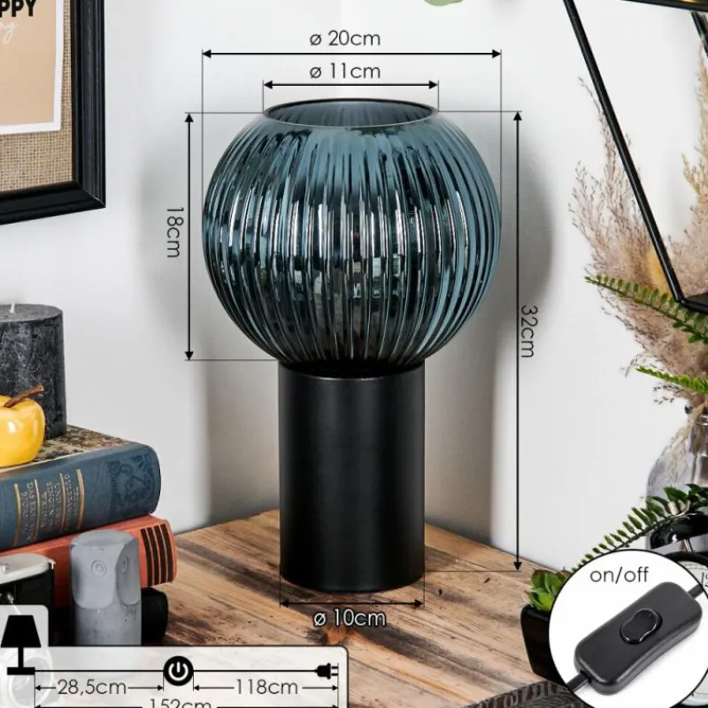 hofstein Koyoto Boule lumineuse, Lampe de bureau, Lampe à poser 20 cm Bleu, 1 lumière