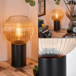 Lampes Vintages & Rétros-hofstein Koyoto Boule lumineuse, Lampe de bureau, Lampe à poser 20 cm Ambre, Clair, 1 lumière