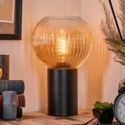 Lampes Vintages & Rétros-hofstein Koyoto Boule lumineuse, Lampe de bureau, Lampe à poser 20 cm Ambre, Clair, 1 lumière