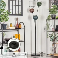 hofstein Koyoto Boule lumineuse, Lampadaire Bleu, Vert, Cuivré, 3 lumières