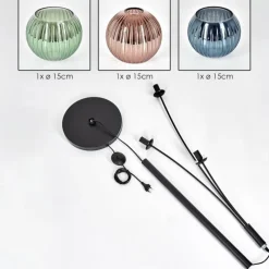 hofstein Koyoto Boule lumineuse, Lampadaire Bleu, Vert, Cuivré, 3 lumières