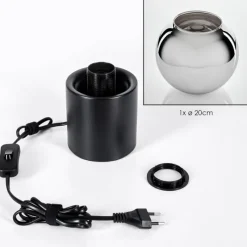 Suspension Verre Fumé-hofstein Koyoto Boule lumineuse, Lampe de bureau, Lampe à poser 20 cm Chrome, Fumé, 1 lumière