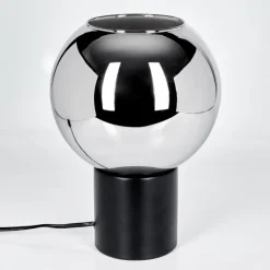 Suspension Verre Fumé-hofstein Koyoto Boule lumineuse, Lampe de bureau, Lampe à poser 20 cm Chrome, Fumé, 1 lumière