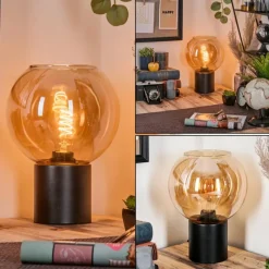 hofstein Koyoto Boule lumineuse, Lampe de bureau, Lampe à poser 20 cm Ambre, 1 lumière
