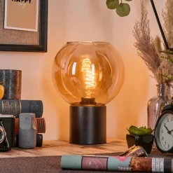 hofstein Koyoto Boule lumineuse, Lampe de bureau, Lampe à poser 20 cm Ambre, 1 lumière
