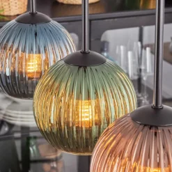 Lampes Vintages & Rétros-hofstein Koyoto Boule lumineuse, Suspension Noir, 5 lumières