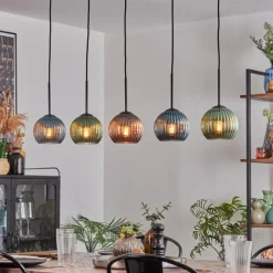 Lampes Vintages & Rétros-hofstein Koyoto Boule lumineuse, Suspension Noir, 5 lumières