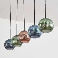 Lampes Vintages & Rétros-hofstein Koyoto Boule lumineuse, Suspension Noir, 5 lumières