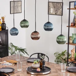 Lampes Vintages & Rétros-hofstein Koyoto Boule lumineuse, Suspension Noir, 5 lumières