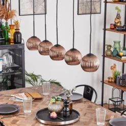 Lampes Vintages & Rétros-hofstein Koyoto Boule lumineuse, Suspension Noir, 5 lumières