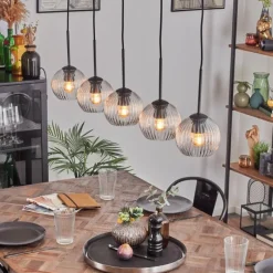 hofstein Koyoto Boule lumineuse, Suspension Noir, 5 lumières